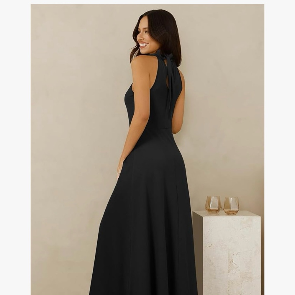 Black A-Line Halter Cocktail Dress